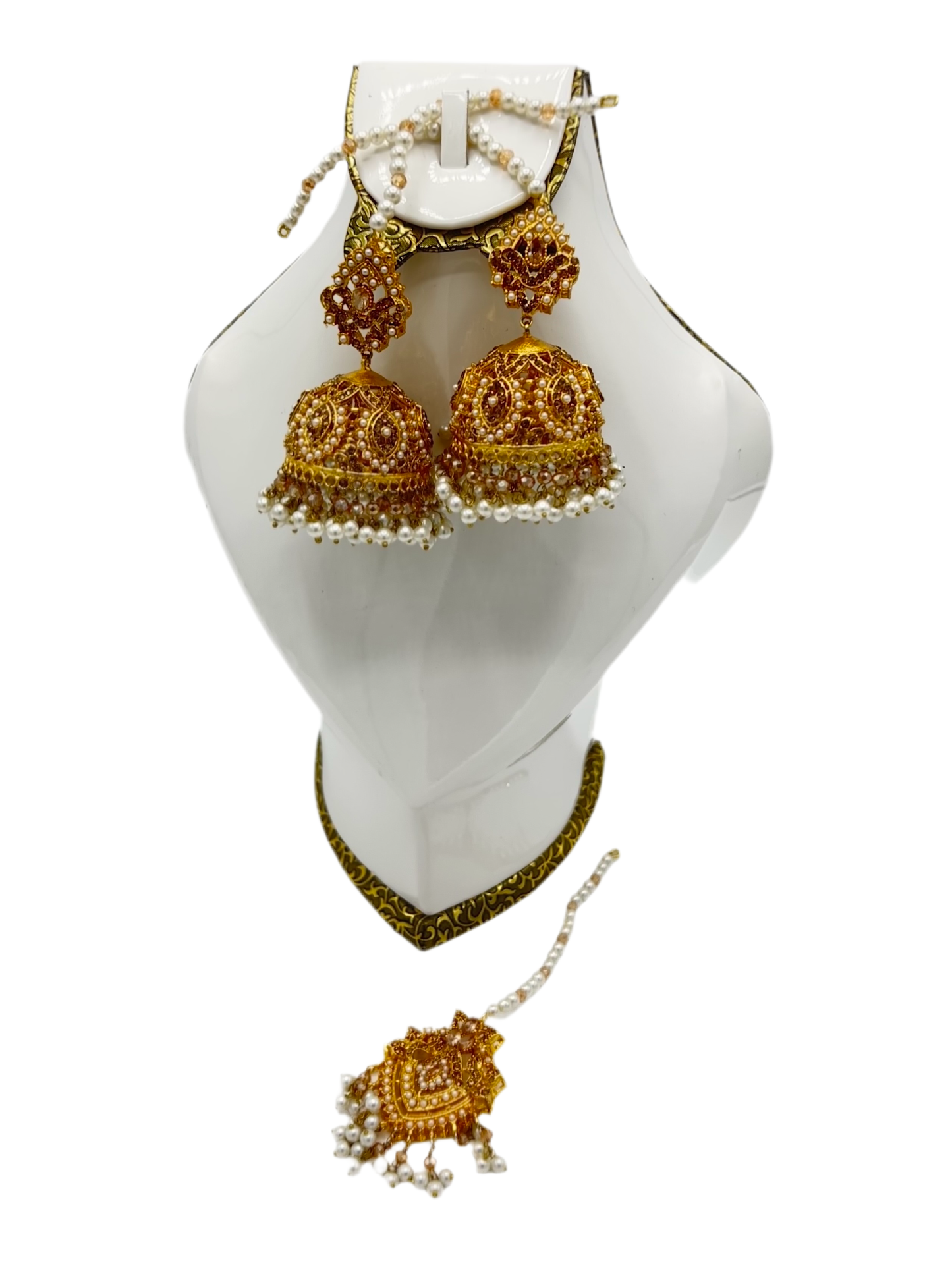 Antique Rajhastani Jhumkay with Bindiya - Bridal Set