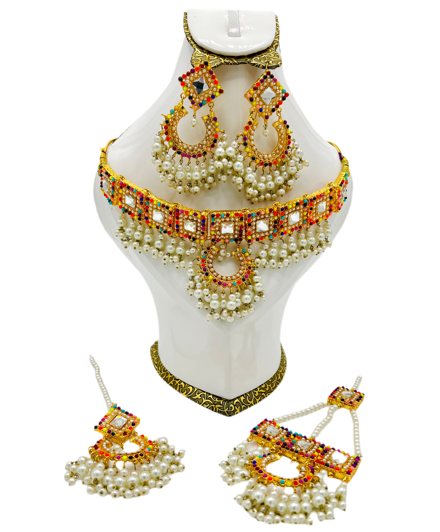 Bridal Set - Long Mala, Jhumkay, Matha Patti & Bindiya
