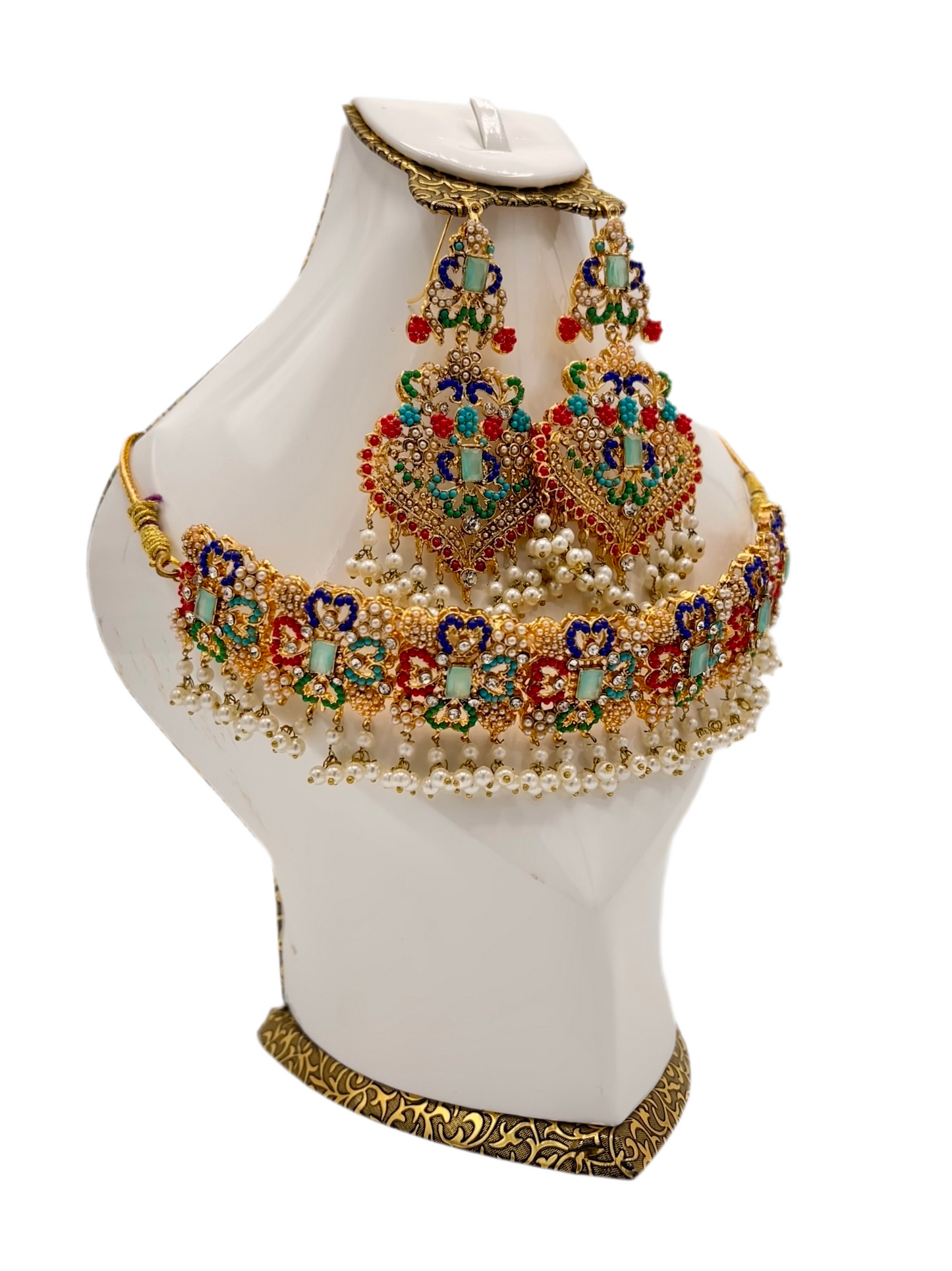 Bridal Set - Elegance - Long Mala, Jhumkay, Matha Patti & Bindiya