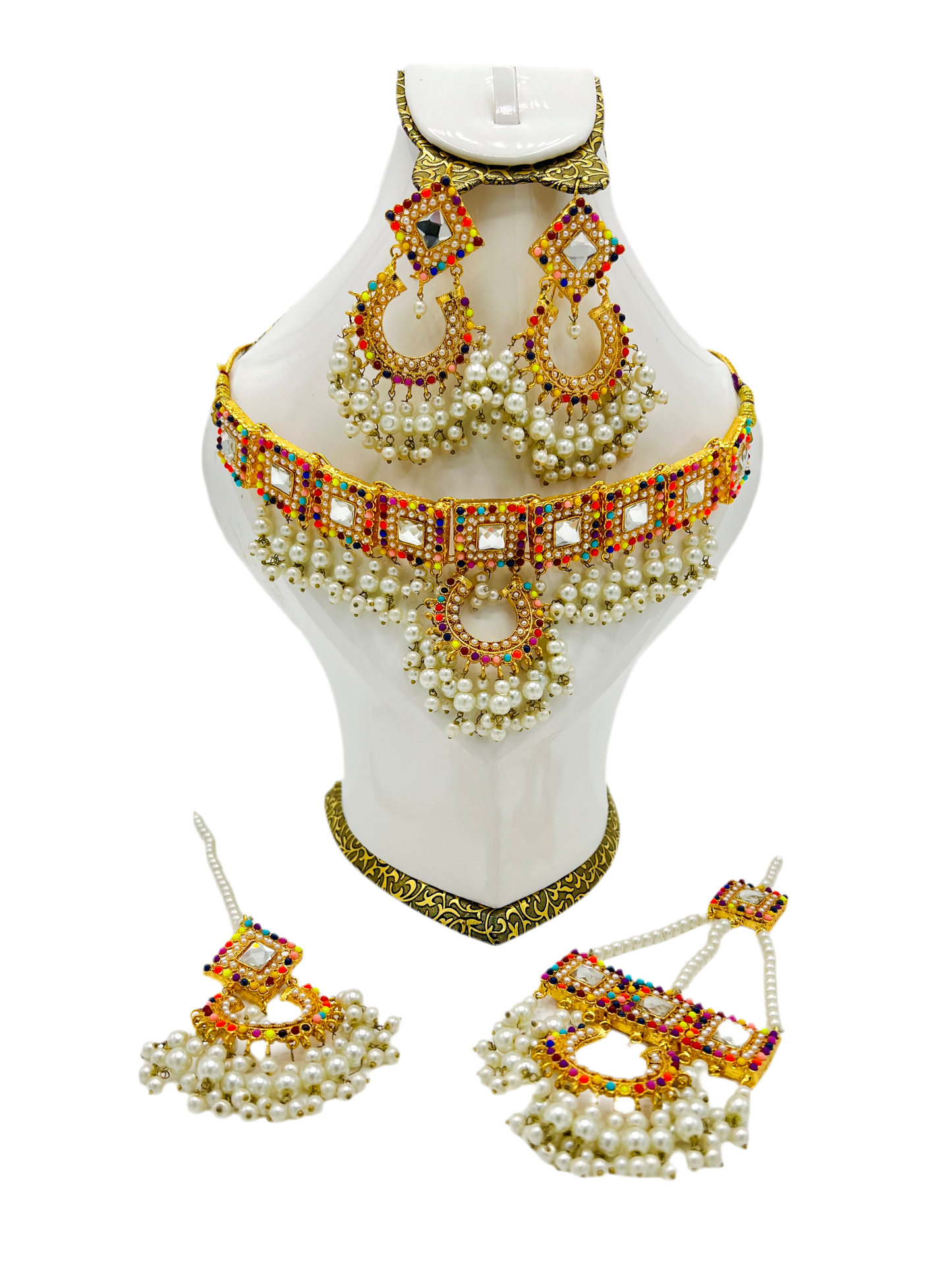 Bridal Set - Long Mala, Jhumkay, Matha Patti & Bindiya