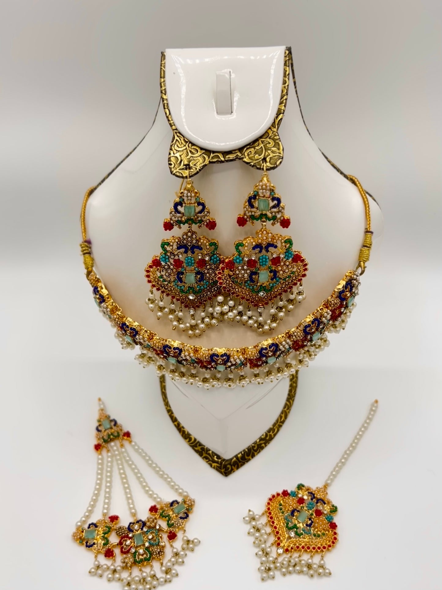 Bridal Set - Elegance - Long Mala, Jhumkay, Matha Patti & Bindiya