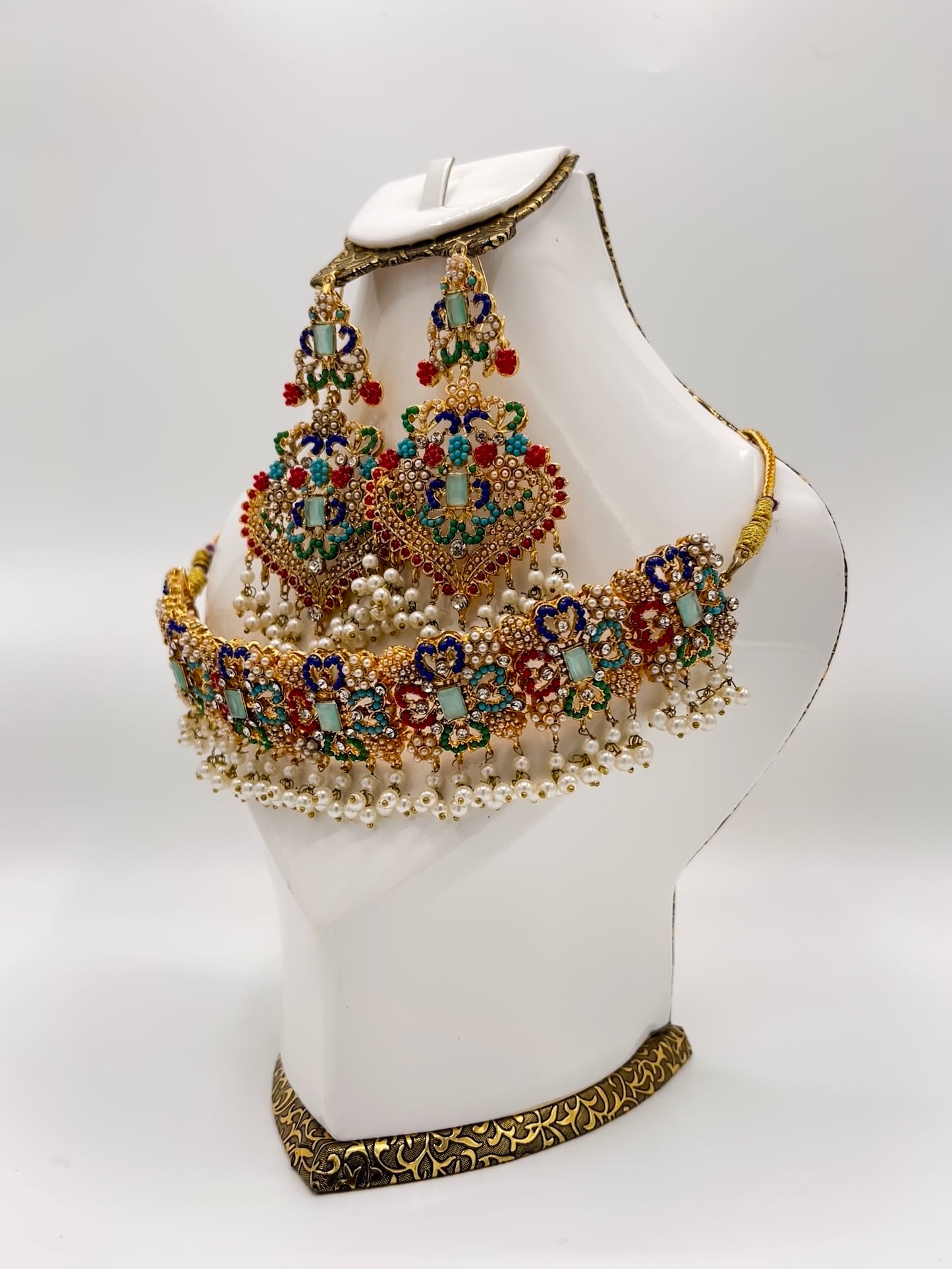 Bridal Set - Elegance - Long Mala, Jhumkay, Matha Patti & Bindiya