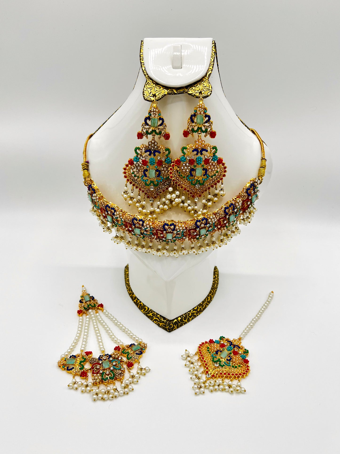 Bridal Set - Elegance - Long Mala, Jhumkay, Matha Patti & Bindiya