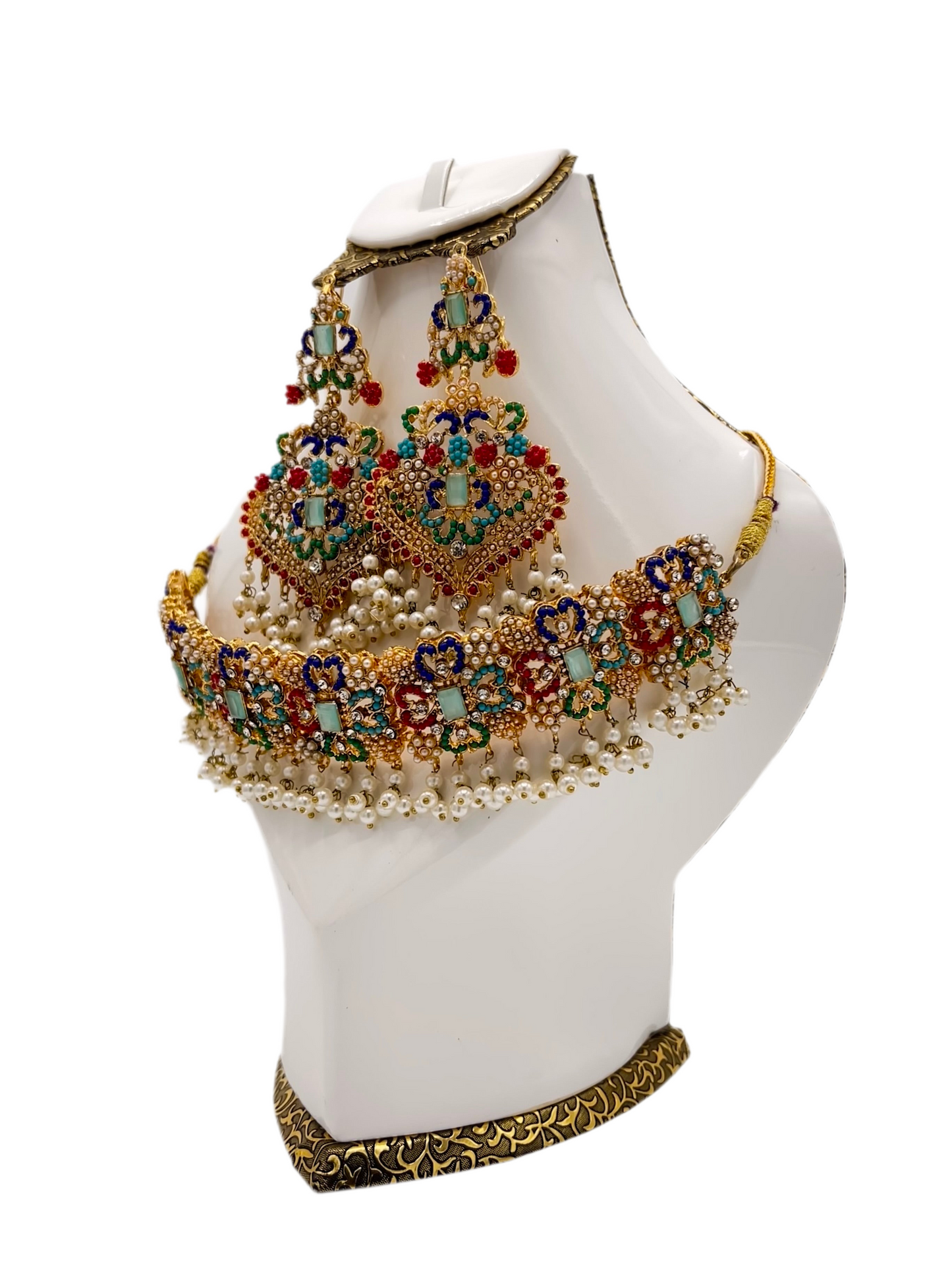 Bridal Set - Elegance - Long Mala, Jhumkay, Matha Patti & Bindiya