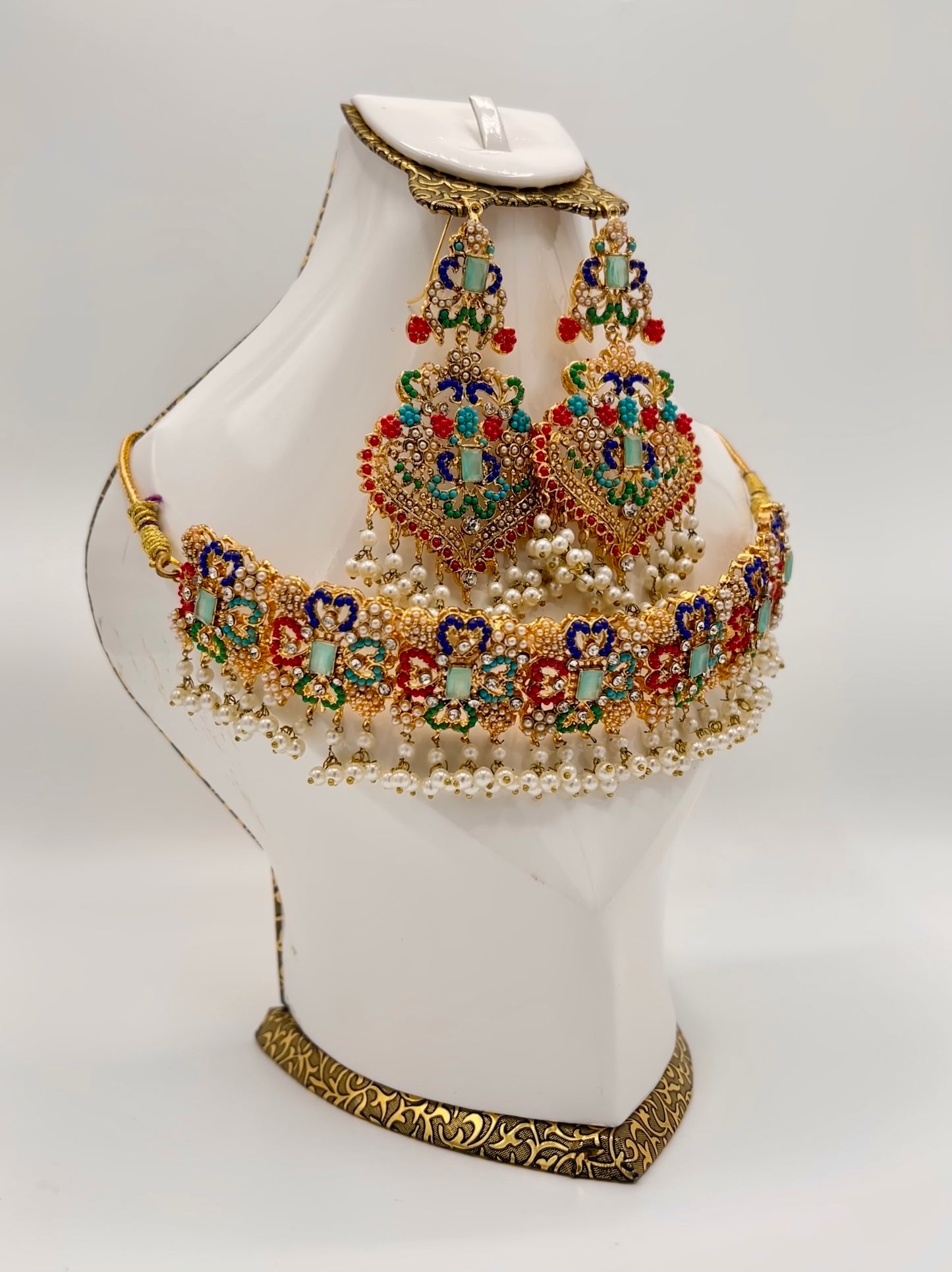 Bridal Set - Elegance - Long Mala, Jhumkay, Matha Patti & Bindiya