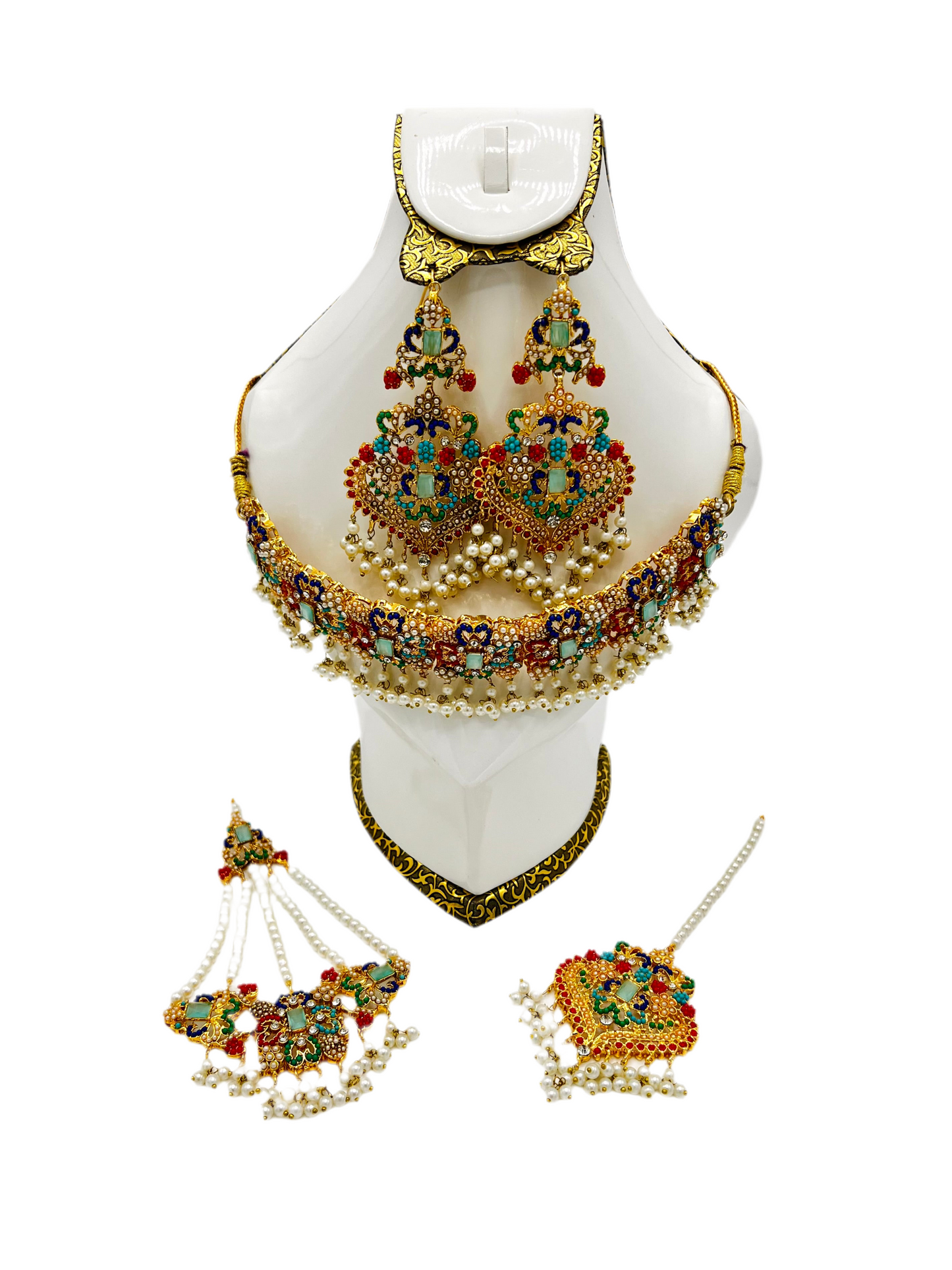 Bridal Set - Elegance - Long Mala, Jhumkay, Matha Patti & Bindiya