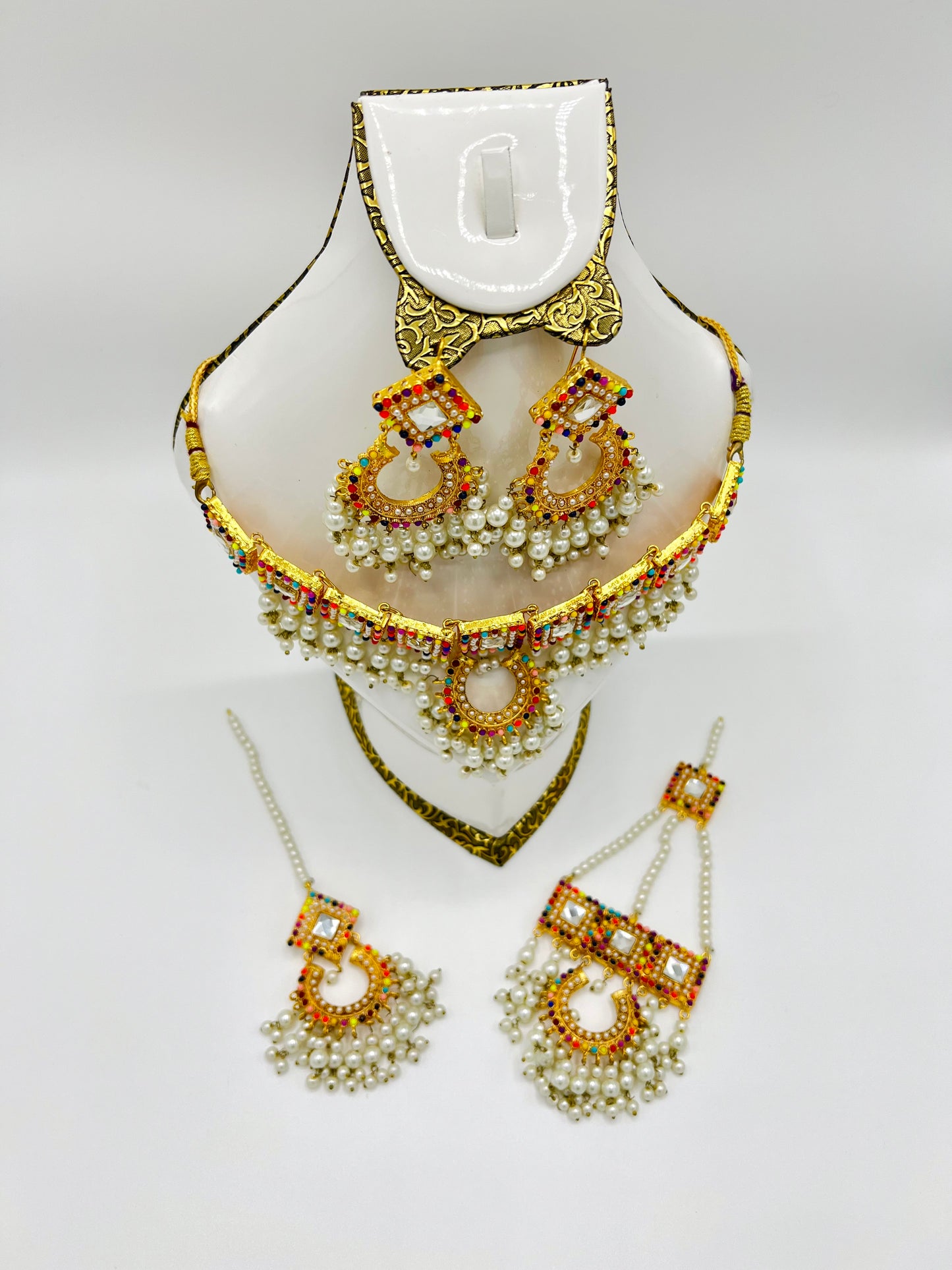 Bridal Set - Long Mala, Jhumkay, Matha Patti & Bindiya